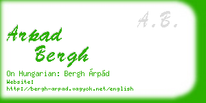 arpad bergh business card